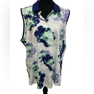 Lady Hagen Blue and Green Floral Blouse
